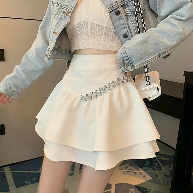 Women's Skirt Short Pleated Pleat Sexy Mini Gyaru High Waist Ruffle Skirts for Woman Chiffon Cheap Luxury Streetwear Y2k Clothes - reetell