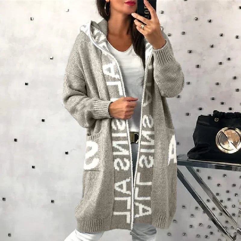 Cardigan Sweater Long Sleeve Pockets Autumn Y2K Sweater Women Cardigan Hooded Knitted Sweater Coat Casual Cardigan - reetell