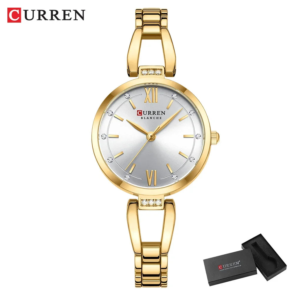 CURREN Women's Watches Elegant Fashion Original Quartz Watch for Laides Waterproof Stainless Steel Simple Luxury Daily Wear