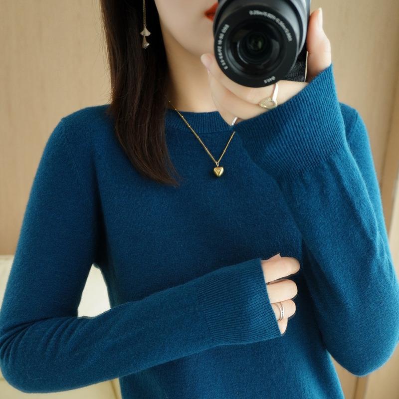 2024 Women Sweater Spring Autumn Long Sleeve O-neck Pullovers Warm Bottoming Shirts Korean Fashion Sweater Knitwear Soft Jumpers - reetell