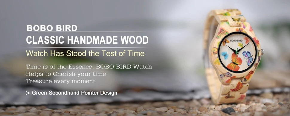 BOBO BIRD Wood Women Watches Luxury Engraved Handmade Ladies Quartz Wristwatch Wooden Pattern Printed Floral Casual Watch