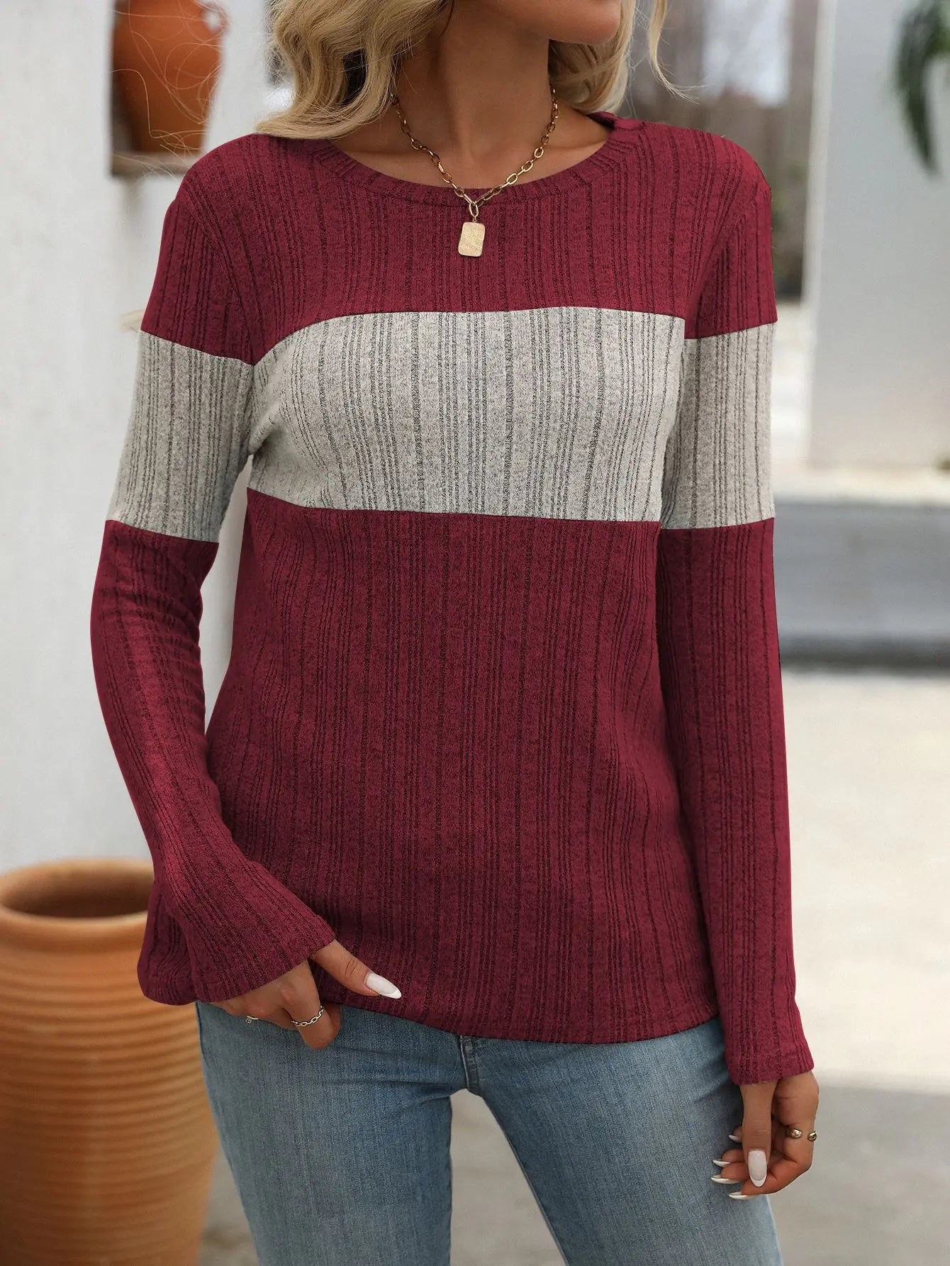 Autumn Casual Loose Striped Women's Oversize Sweater Pullovers Long Sleeve Knitwear Sweaters Woman 2024 Trend Fashion Female Top - reetell