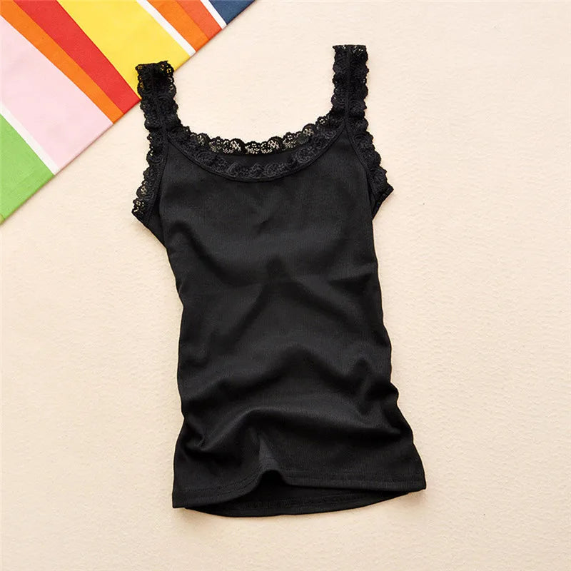 2024 Summer Top Women Sleeveless Lace Tank Top Sexy Women's T-shirt Vest Tank Tops Female Vest Tops White Black Underwear Women - reetell