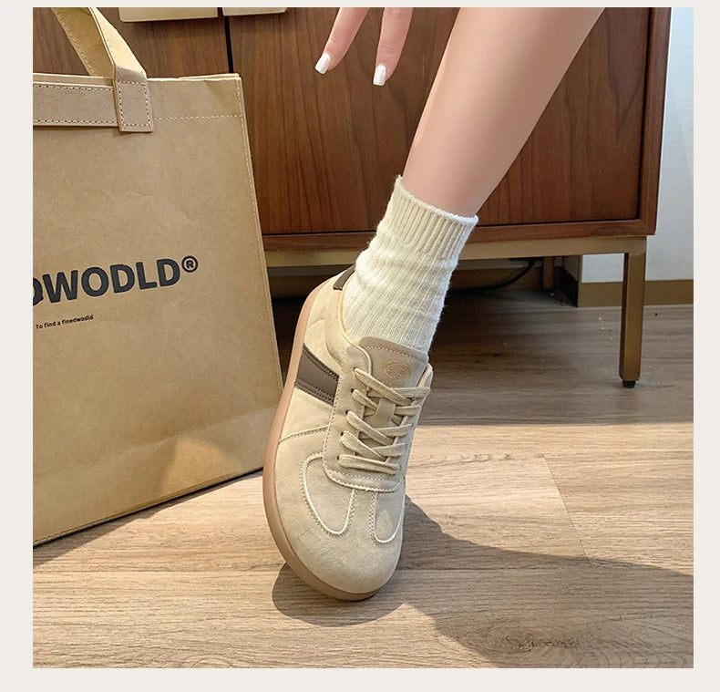 CRLAYDK 2024 Winter New Sneakers for Women Suede Fashion Sport Flat Shoes Maillard Wide Toe Casual Walking Comfortable Tennis