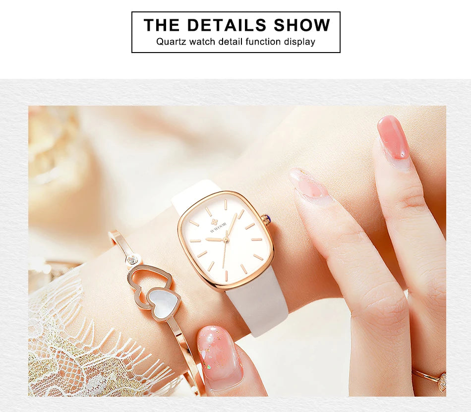 WWOOR 2024 Women Watch Fashion Leather Quartz Bracelet Watch Top Brand Luxury Waterproof Ladies Wristwatch Montre Femme Feminino