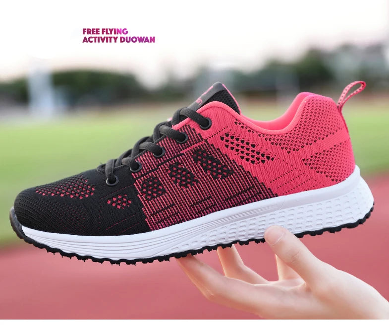 Wedges Shoes for Women Sneakers Mesh Breathable Casual Female Shoes Flat Light Lace-Up Summer Running Shoes Woman Vulcanize Shoe