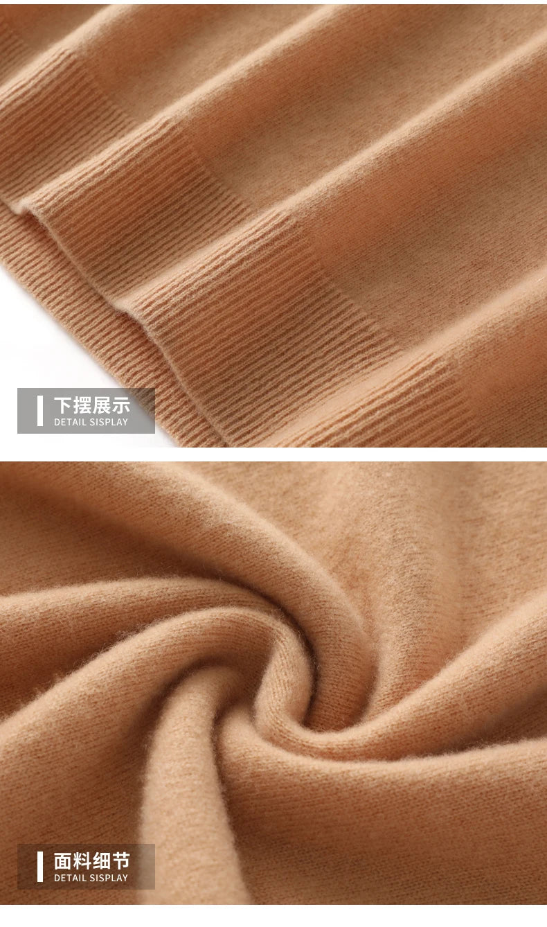 Spring Autumn 100% Merino Wool Pullover Sweater Cashmere Knitwear Men Mock-Neck Long-sleeve Basic Clothing Grace Tops - reetell