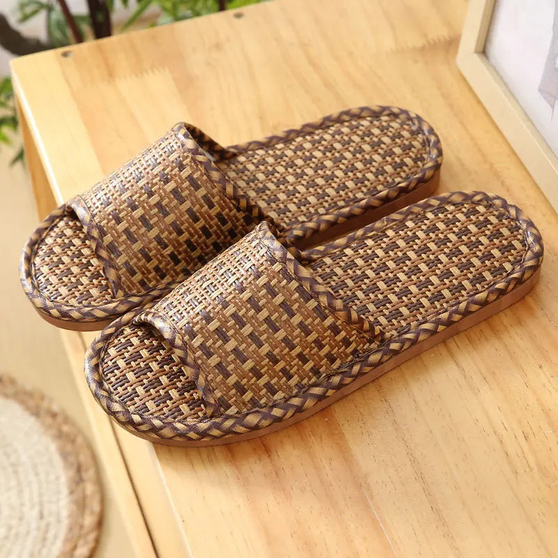 men women Bamboo rattan grass summer home lovers straw mat slippers indoor thickened softwood floor home sandals