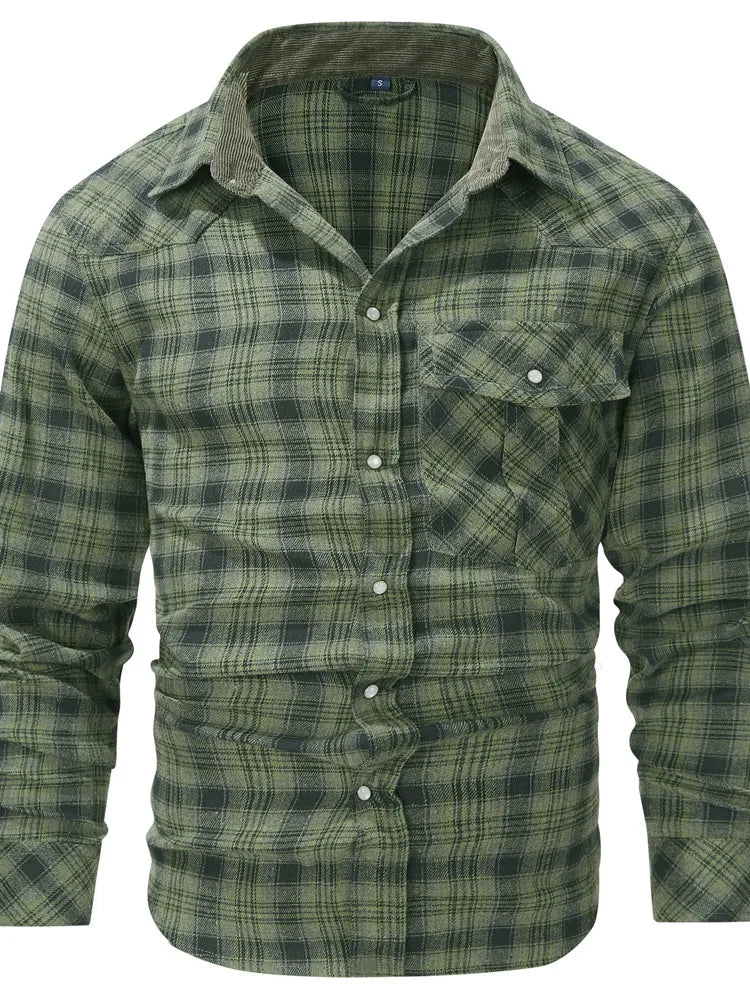 2024 Spring and Autumn New Fashion Plaid Flannel Long-Sleeved Shirt Men's Casual Relaxed Comfortable Breathable Plus-Size Shirt