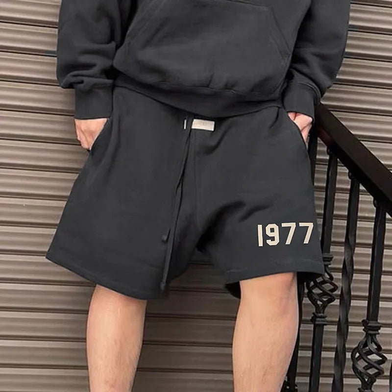 Men's 1977 Summer Streetwear Basketball Casual Cotton Shorts Gym Fitness Sports Running Workout Jogger Short Pants Sweatpants - reetell