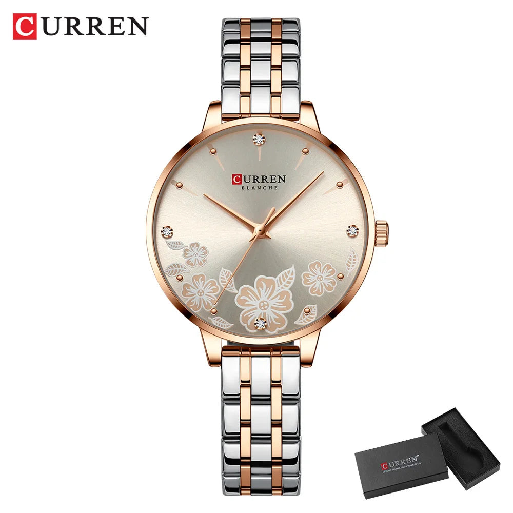 CURREN Brand Fashion Women Watches Stainless Steel Ultra Thin Quartz Watch Woman Romantic Clock Women's Watches Montre Femme