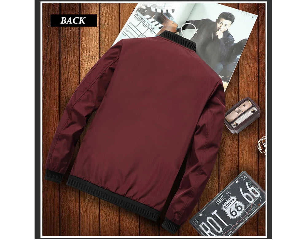 Spring Autumn Men's Bomber Jacket Casual Lightweight Jacket For Men Sports Windbreaker Zip Up Coat with Pockets Clothing - reetell