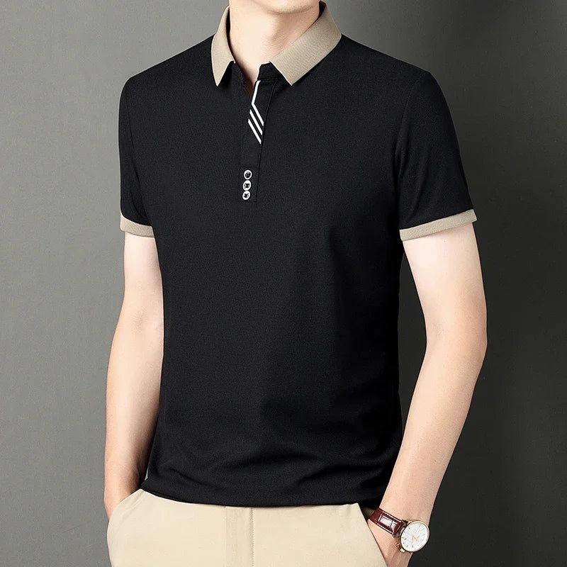 Men's Solid Color Casual Fashion Short Sleeved POLO Shirt Summer Comfortable Top