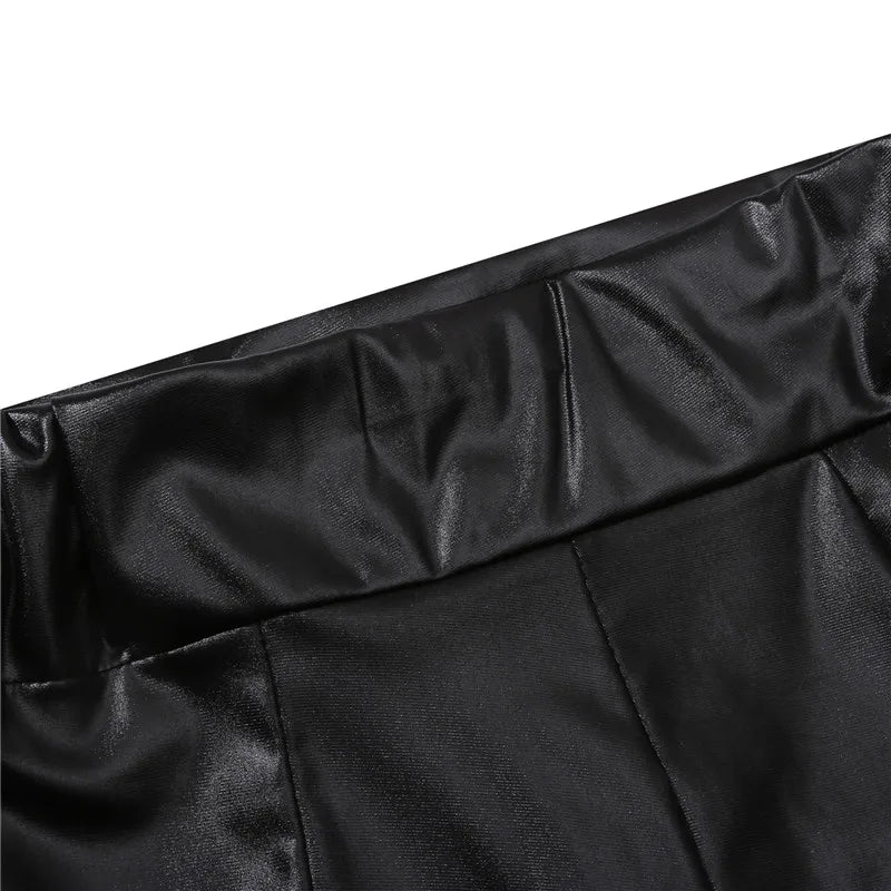 2021 Sexy Womens Shorts Shiny Elastic High Waist Shiny Faux PU Leather Short Pants Slim Hot Dance Clubwear Mini Shorts - reetell