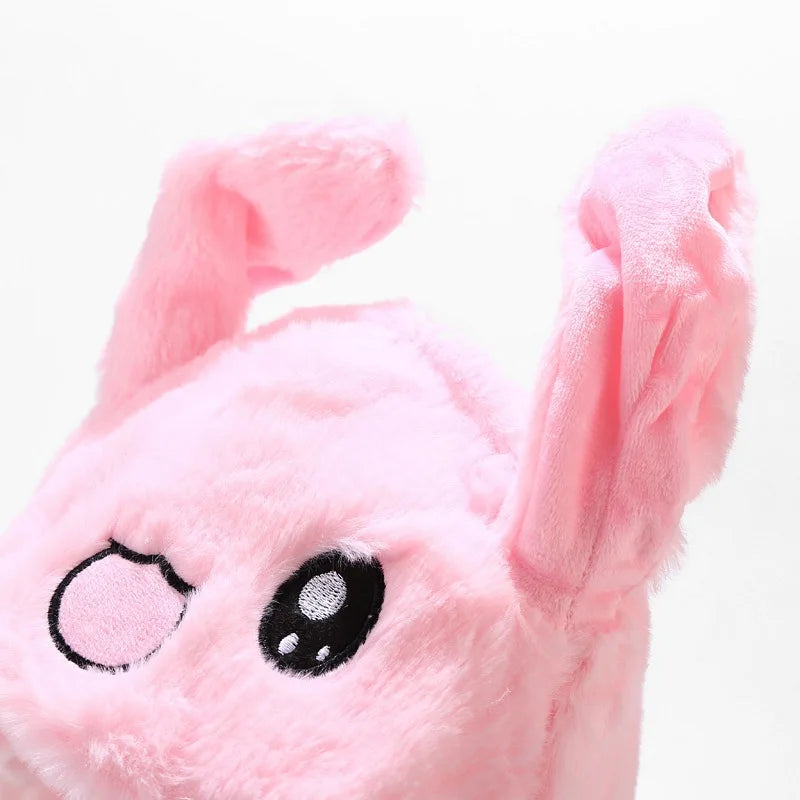 2022 New Rabbit Women's Hat Beanies Plush Can Moving Bunny Ears Hat with Earflaps Movable Ears Boys Girls Children's Animal Caps