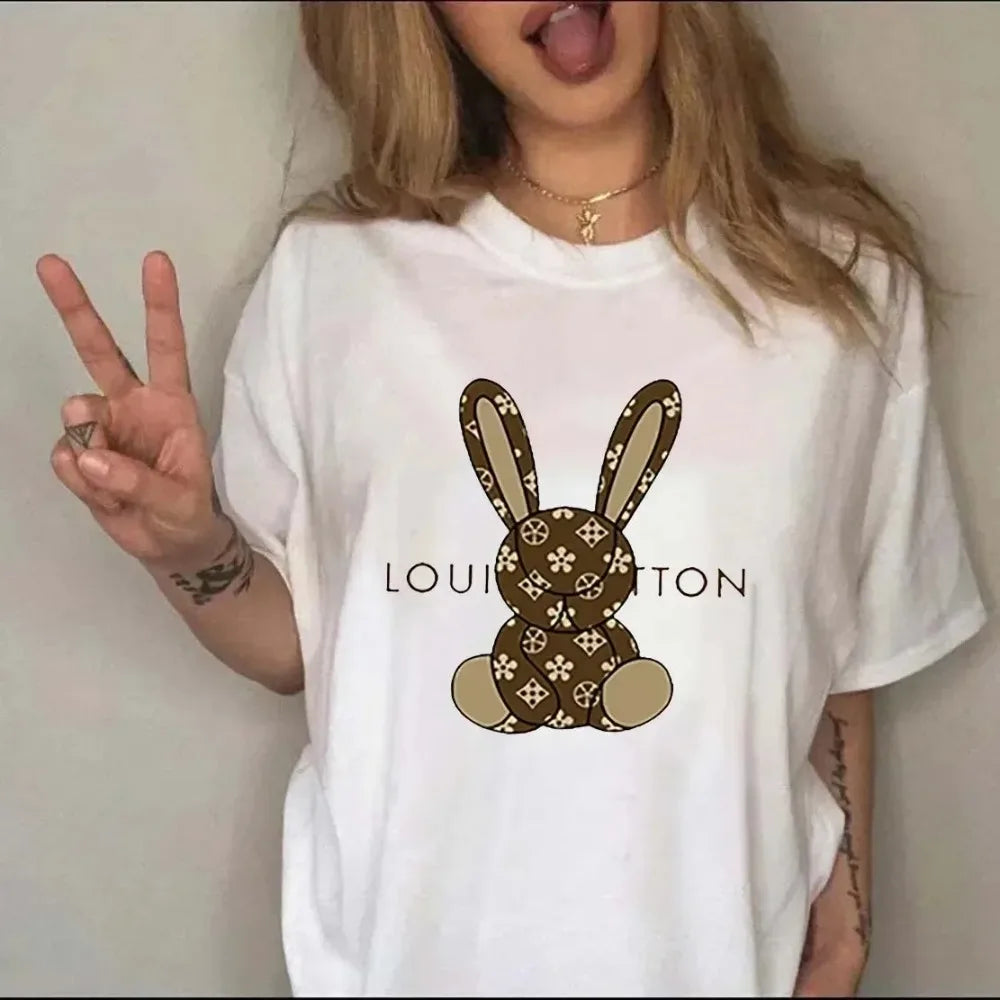 Cartoon Luxury Brand Printed Women T-shirt Plus Size Casual Short Sleeve Y2k Fashion Brand Harajuku Female Top Tees Lady Tshirt - reetell