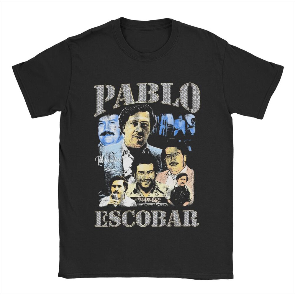 Cool Pablo Escobar 90s T-Shirts for Men Round Neck 100% Cotton T Shirts Short Sleeve Tee Shirt Classic Clothes - reetell