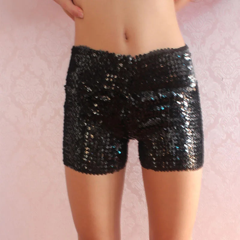 Festival Rave Outfit Shiny Sequins Women Shorts Hight Waist Sexy Clubwear Party Chic Fashion Pants Stage Performance Clothing - reetell