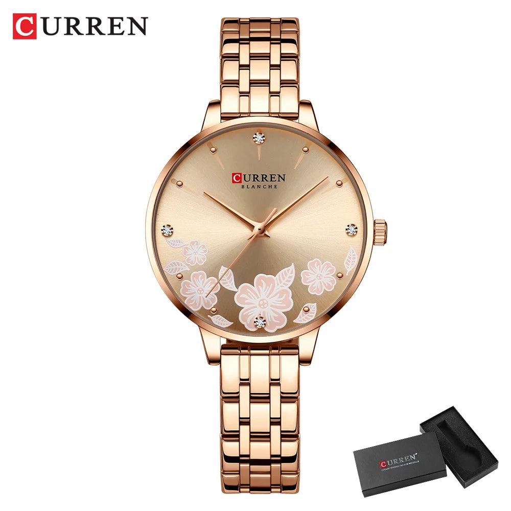 CURREN Brand Fashion Women Watches Stainless Steel Ultra Thin Quartz Watch Woman Romantic Clock Women's Watches Montre Femme