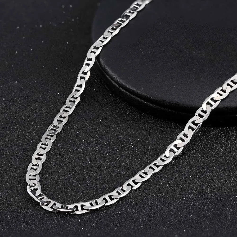 ORSA JEWELS Italian 925 Sterling Silver 2.6mm 3.7mm 5.0mm Flat Mariner Chain Necklace for Women Men Fashion Silver Jewelry SC78