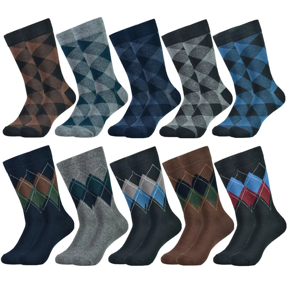 Men's Cotton Black Patterned Happy Colorful Funny Stylish Casual Business Dress Socks