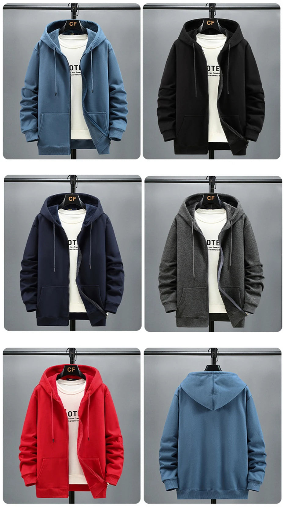 Plus Size 10XL 12XL Hoodie Men Autumn Winter Fleece Hoodies Solid Color Jacket Hoodies Big Size 12XL Blue Black Red Grey - reetell