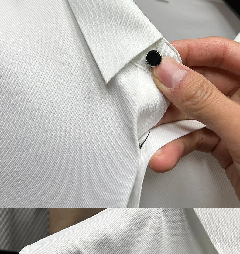 High-End Summer Business Solid Color High Quality Men Short Sleeve Polo Shirt Lapel Collar Fashion Casual Trace Printing M-4XL