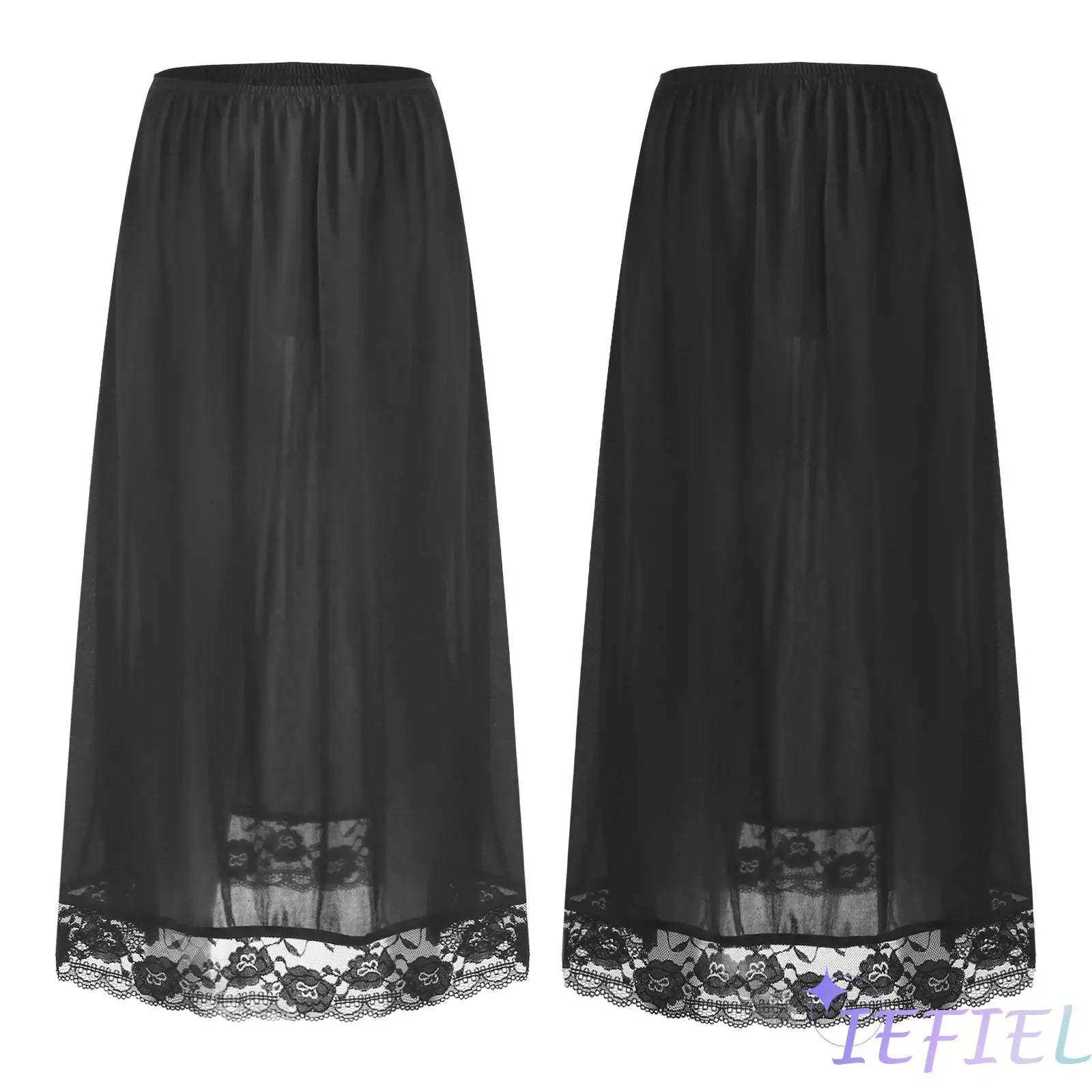 Women Girl Summer Underwear Accessories Long Lining Skirt Half Length Slips Underskirt Bottoms Petticoat Under Dress - reetell