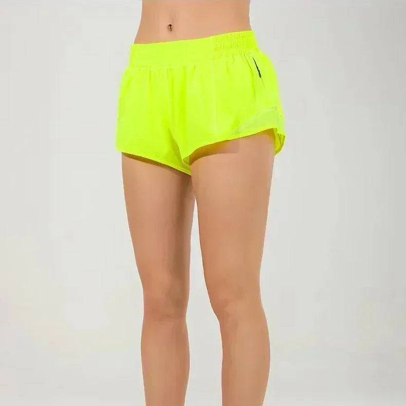 2024 Women Hotty Hot Yoga Shorts Micro-elastic Low-rise Athletic Short With Liner Workout Running Sport Tummy Control Shorts - reetell