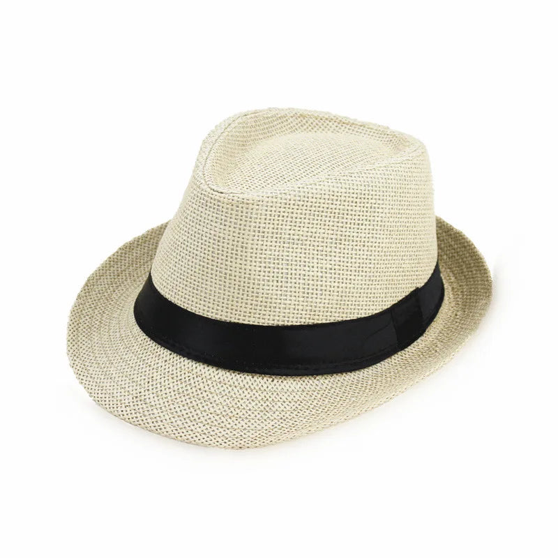 Linen Panama Solid  Jazz Hat Cowboy  Men's Women's Children's British Sun Hat