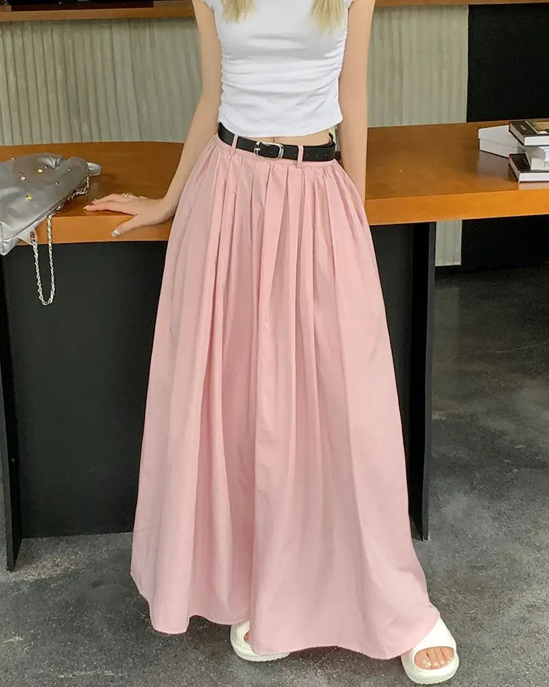 Y2K American Vintage Skirt Women Side Striped Designer Parachute Cargo Skirts Korean Casual Loose Drawstring Aesthetics Skirts - reetell