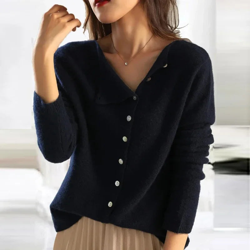 Autumn Winter Sweater Women Elegant Button Design Knitted Cardigans For Women Casual Sweaters - reetell