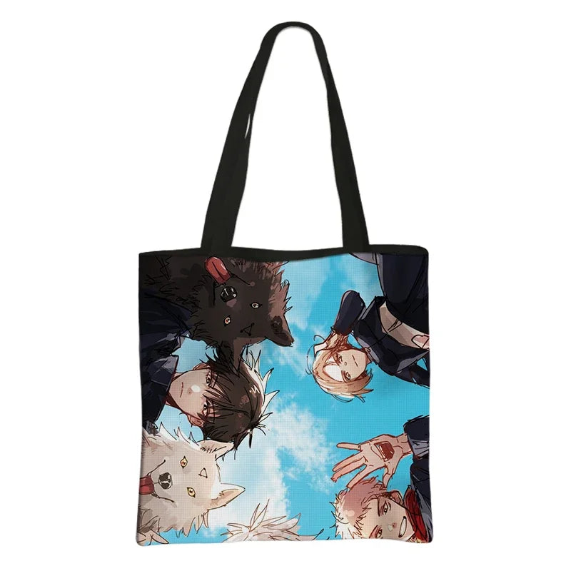 Japanese Anime Jujutsu Kaisen Tote Bags Gojo Satoru Tops Yuji Itadori Girls Shoulder Bag Women Handbag Beach Party Shopping Bag