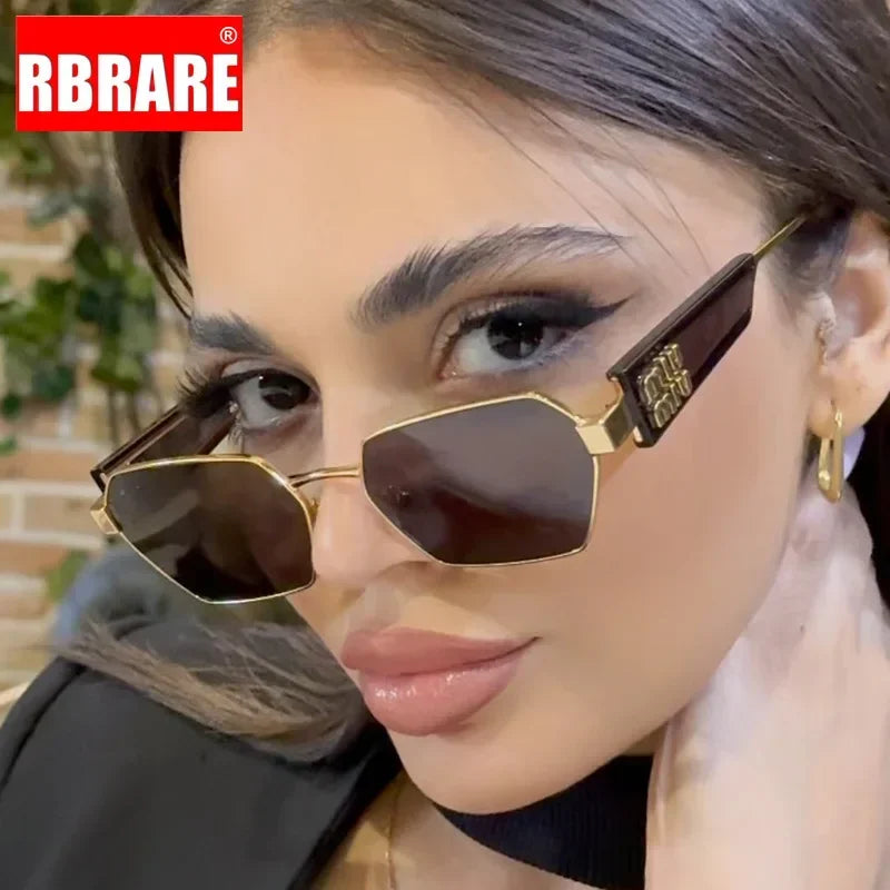 RBRARE High Quality Rectangle Sunglasses Women Metal Frame Glasses Fashion Brand Designer Vintage Eyewear UV Gafas De Sol Mujer - reetell