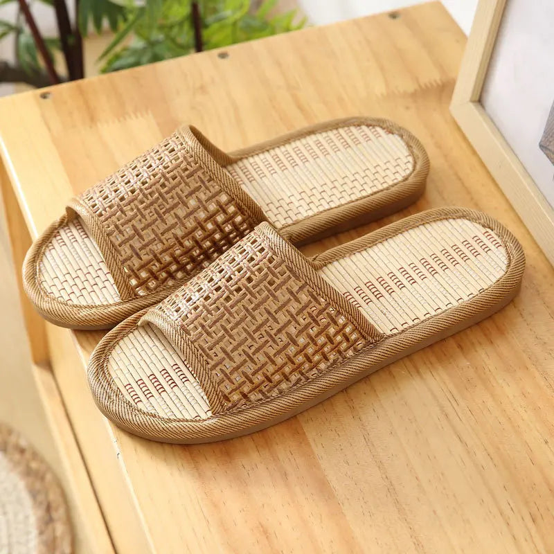 men women Bamboo rattan grass summer home lovers straw mat slippers indoor thickened softwood floor home sandals