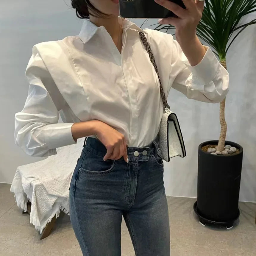 Women's Shirt Autumn 2023 New Chic Long-Sleeve Loose Blouses Street Elegant Tops Shirt OL office women blouses and tops shirts - reetell