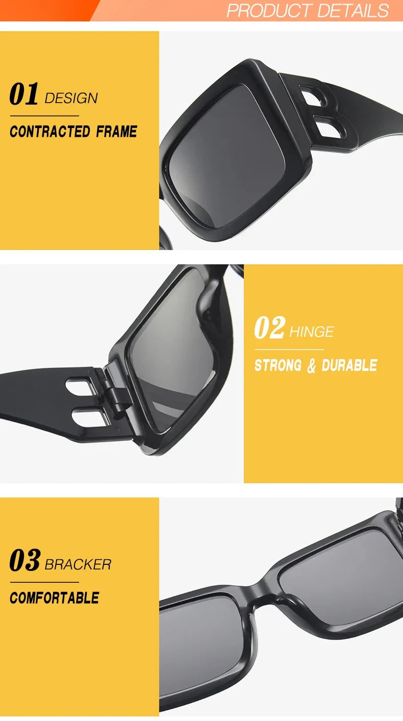 New Fashion Oversized The Letter B Square Luxury Trend Sunglasses Women Men Retro Rectangle Sunglasses Gafas De Sol - reetell