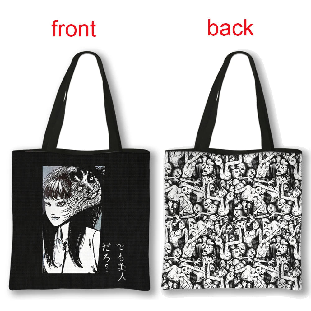 Horror Manga Tomie Women Handbag Large Capacity Totes Bag Hip Hop Junji Ito Shoulder Bag for Travel Girls Reusable Shopping Bags