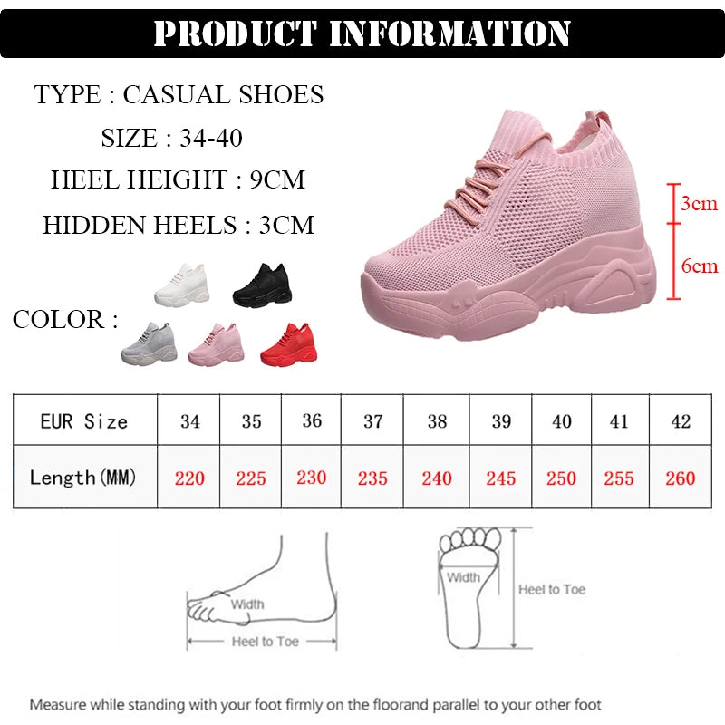 Rimocy Hidden Heels Platform Sneakers Women Breathable Air Mesh Wedge Sock Shoes Woman 2022 Spring Casual Shoes Zapatos De Mujer