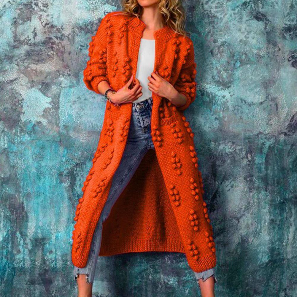 Women Solid Color Loose Thick Warm Sweater Cardigan Ladies Spring Autumn V Neck Knitted Coat Female Casual Tops - reetell