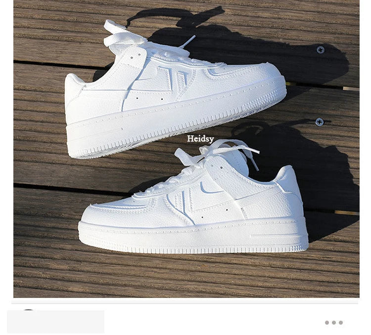 Maogu 2023 New U Leather Women's White Casual Woman Vulcanize Sneakers Breathable Sport Walking Running Platform Flats Shoes