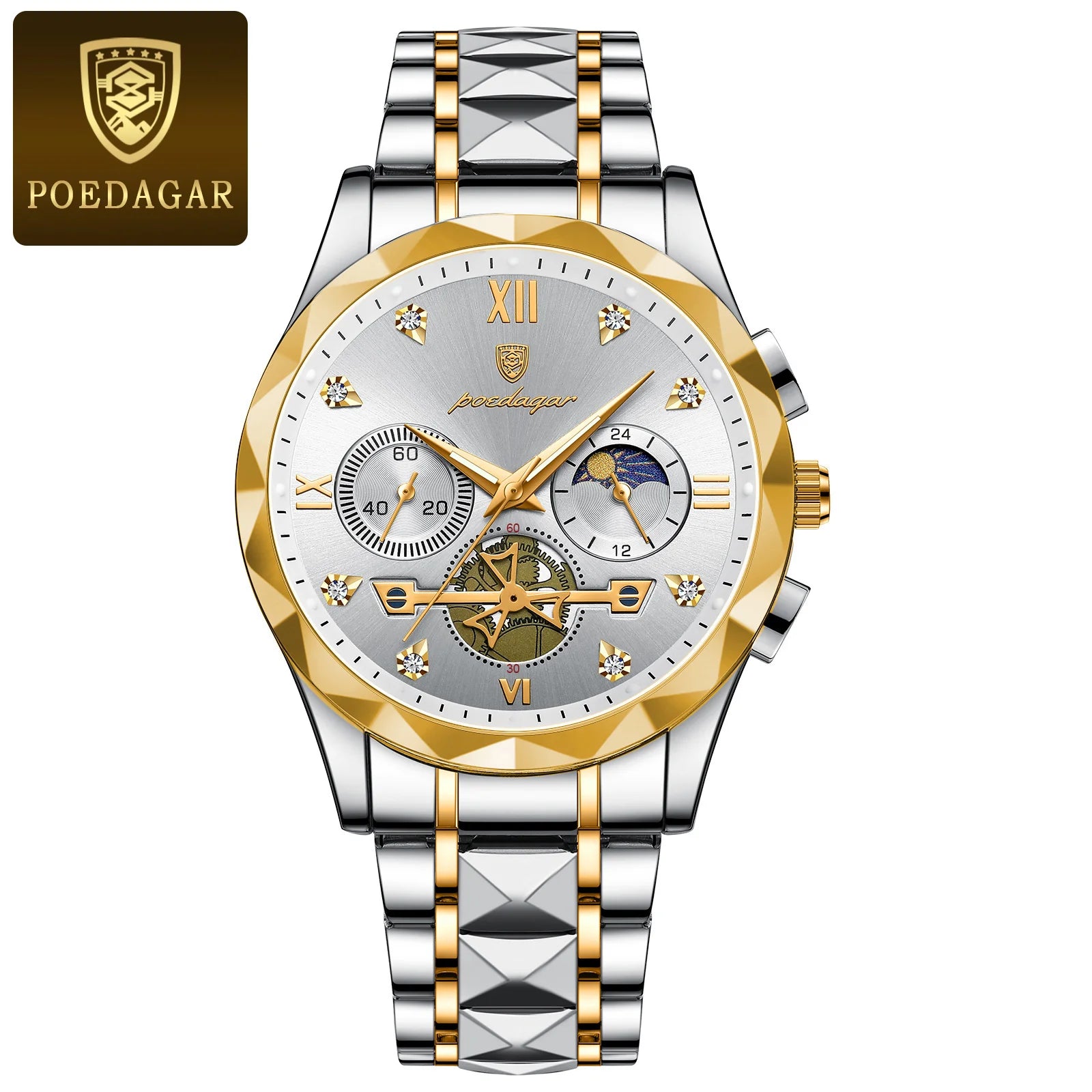 POEDAGAR Luxury Man Wristwatch Chronograph Waterproof Luminous Men Watch Stainless Steel High Quality Sport Men's Quartz Watches