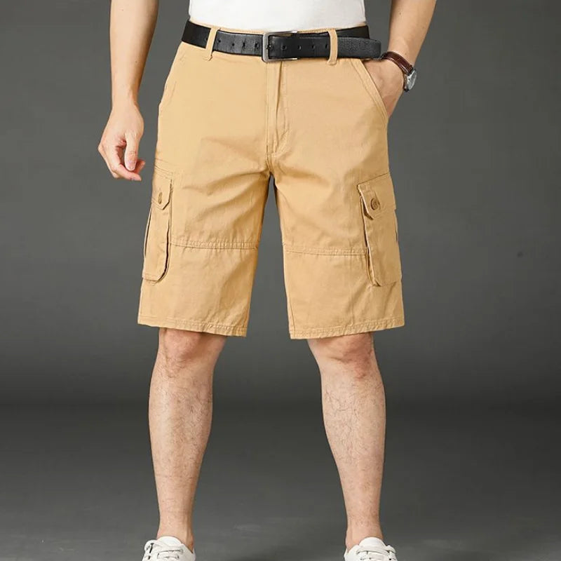 Khaki Half Men's Cargo Shorts Solid Male Bermuda Short Pants Big and Tall Designer Jogger Baggy New In Homme Jorts Cotton Luxury