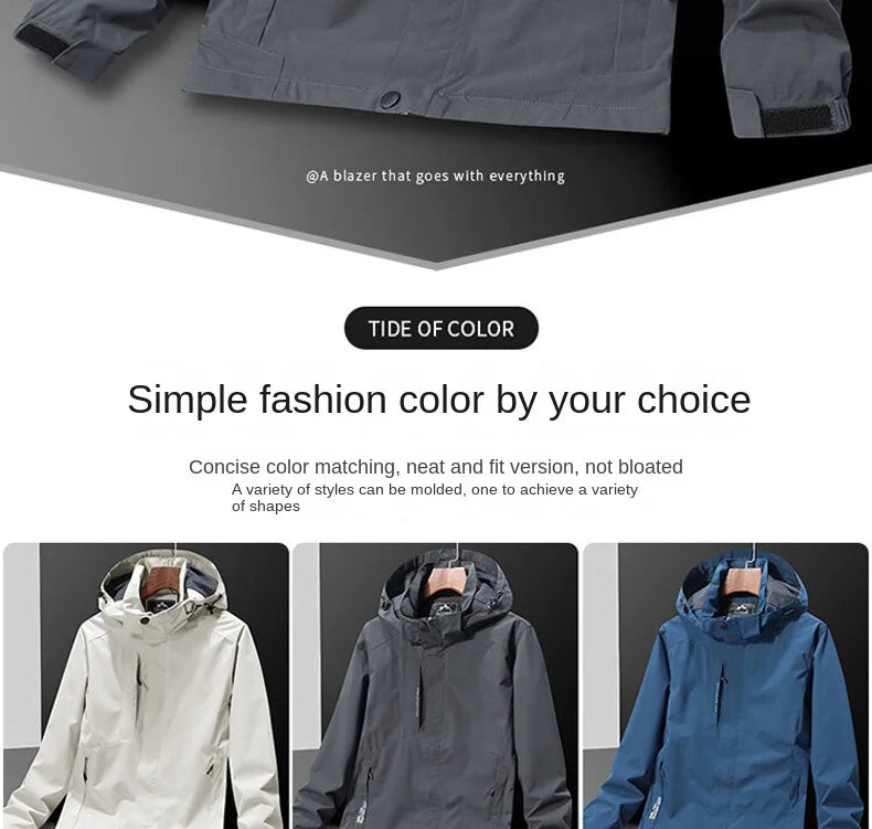 Casual Men's Lightweight Windbreaker Jacket Spring and Autumn Waterproof Work Hooded Sports Raincoat Unisex Camping Travel Coat - reetell