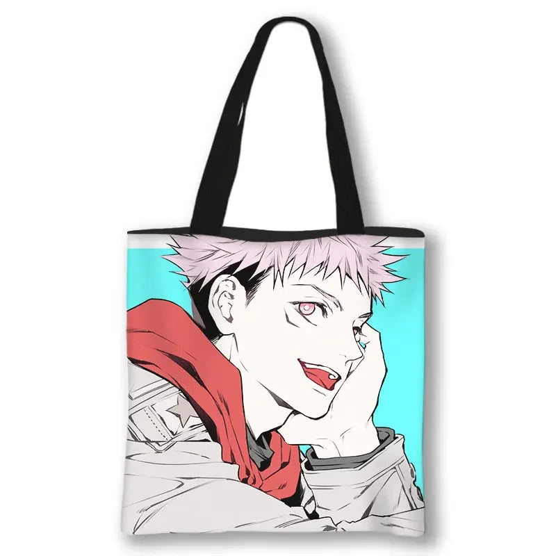 Japanese Anime Jujutsu Kaisen Tote Bags Gojo Satoru Tops Yuji Itadori Girls Shoulder Bag Women Handbag Beach Party Shopping Bag