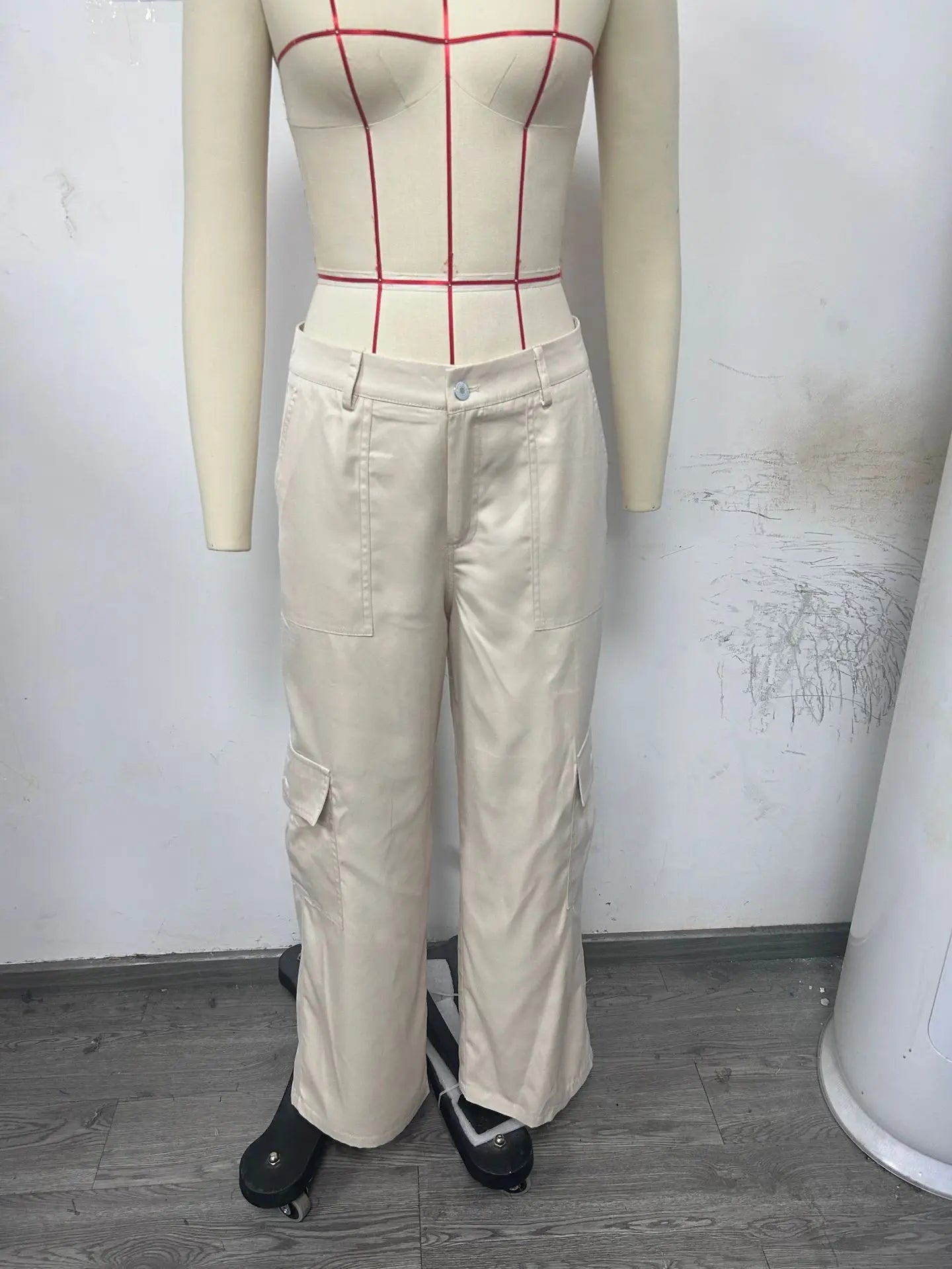 New Straight Cargo High Waist Baggy Trousers Casual Wide Leg Slim Vintage Streetwear Pocket Fashion Women Casual Pants - reetell