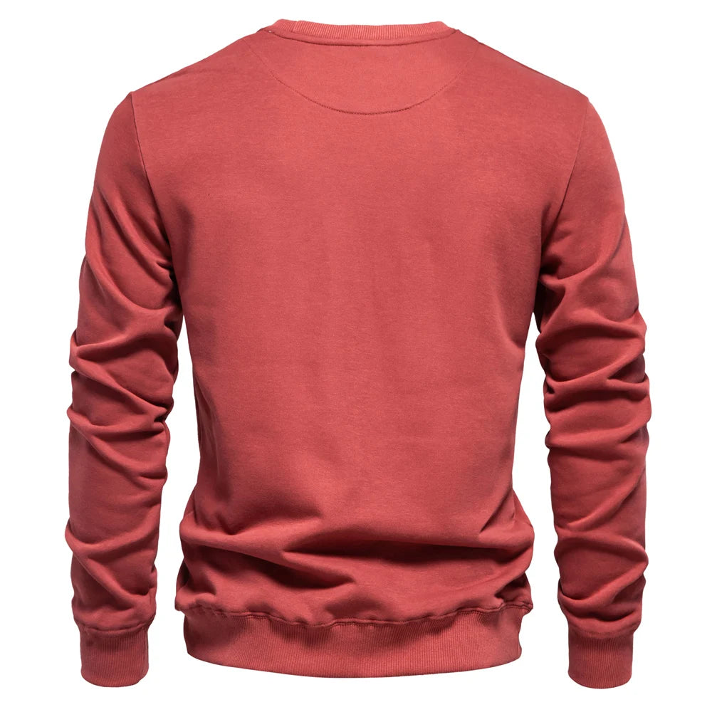 AIOPESON Cotton-blend Mens Crew Neck Solid Color Sweatshirts Pullover Casual Sport Sweatshirt for Men - reetell