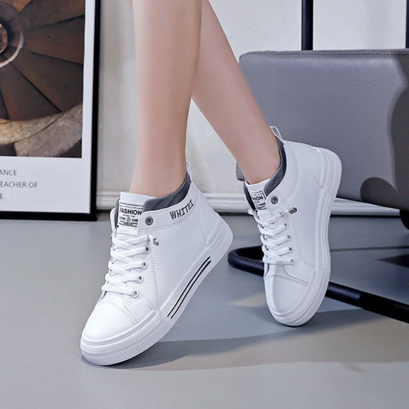 Women's Fashion High-top Breathable Sneakers 2023 Trend White Flat Casual Sports Designer Running Shoes for Woman Tennis Ladies - reetell