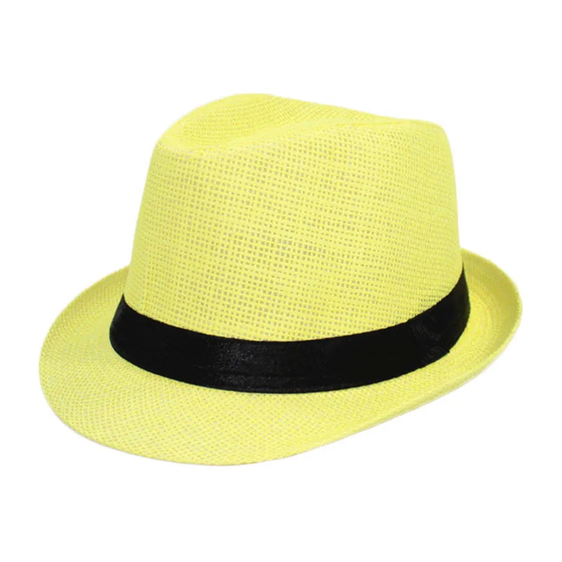 Linen Panama Solid  Jazz Hat Cowboy  Men's Women's Children's British Sun Hat