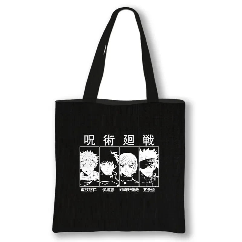 Japanese Anime Jujutsu Kaisen Tote Bags Gojo Satoru Tops Yuji Itadori Girls Shoulder Bag Women Handbag Beach Party Shopping Bag